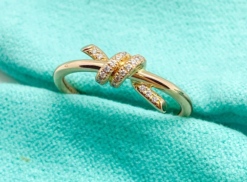Tiffany & Co. Knot Ring 18K Rose Gold with Diamonds Size 4.75